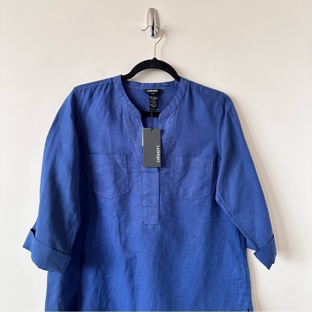 OLSEN-GLAM Safari Linen & Cotton Blouse (Size:Small) - Picture 4 of 9